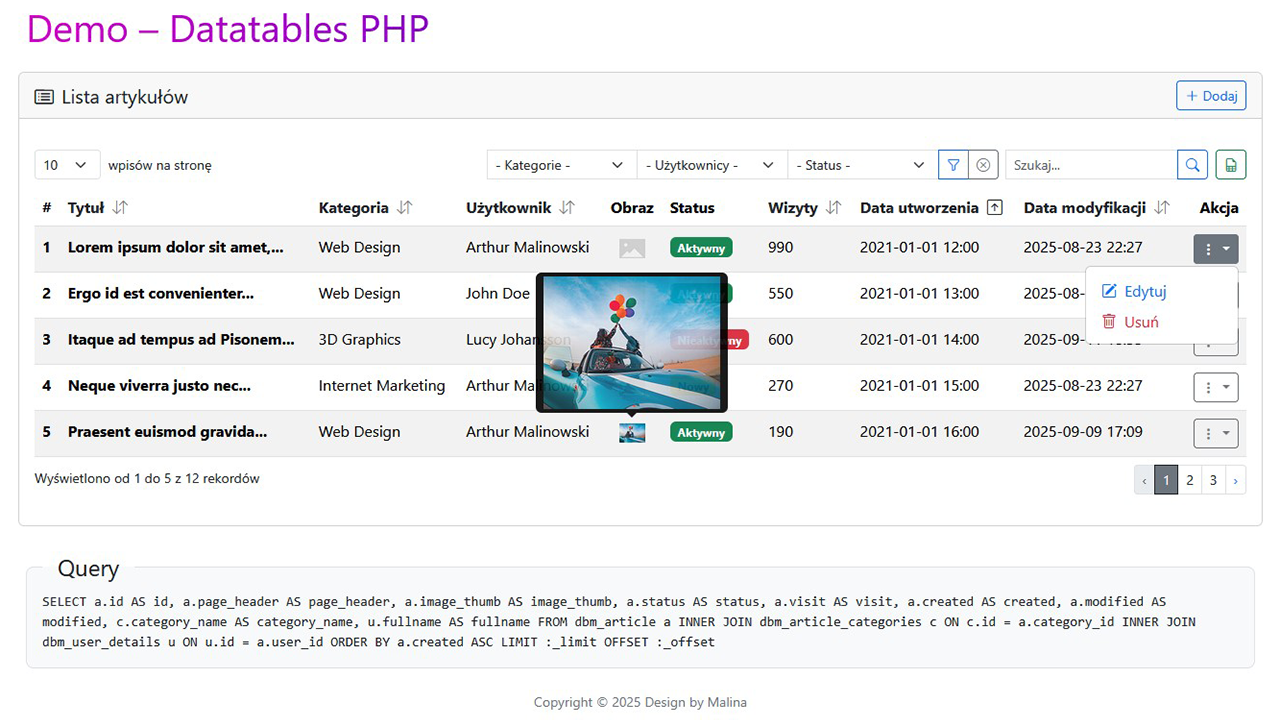 DataTables PHP